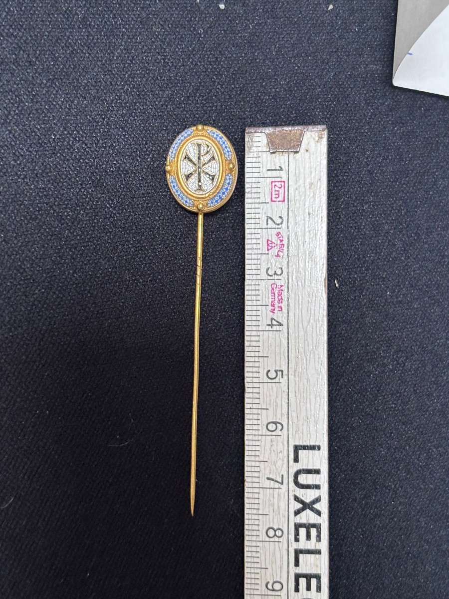 Chi Rho Gold And Micro-mosaic Tie Pin-photo-1