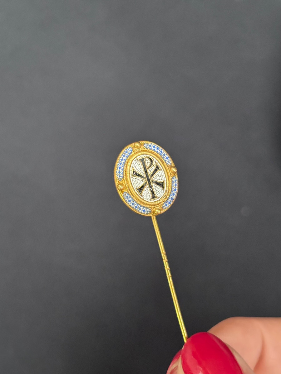 Chi Rho Gold And Micro-mosaic Tie Pin-photo-4