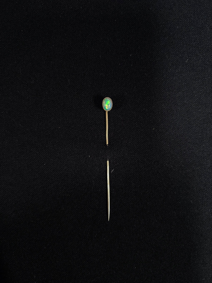 Gold Tie Pin Set With An Opal -photo-3