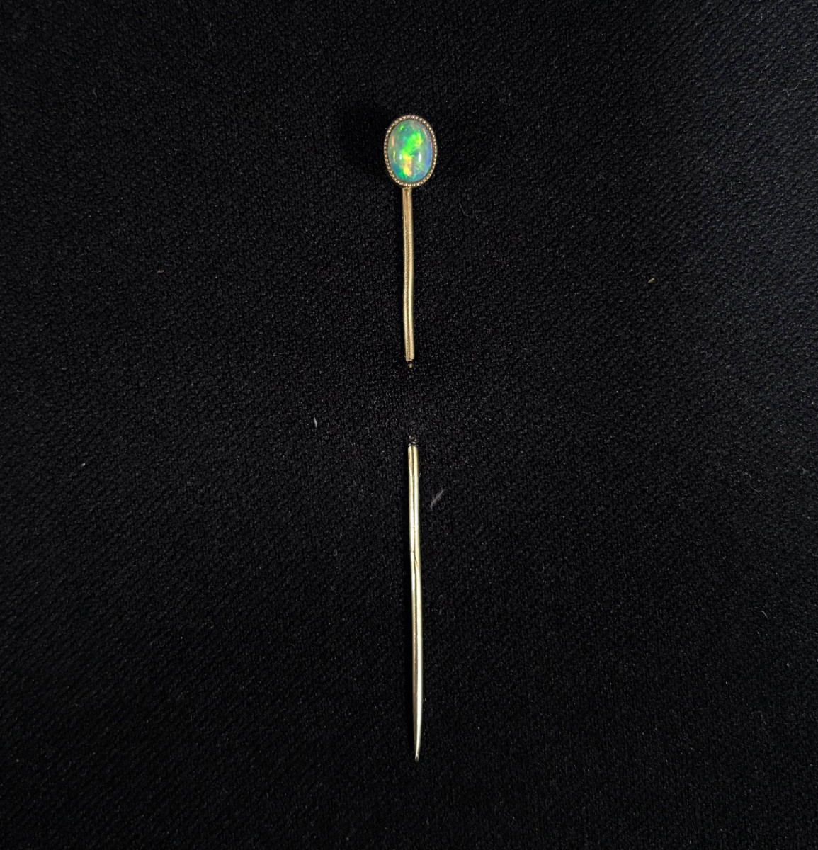 Gold Tie Pin Set With An Opal 