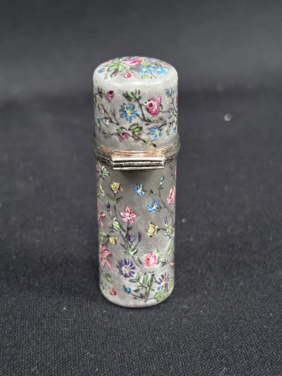 Silver And Enameled Porcelain Perfume Bottle -photo-4
