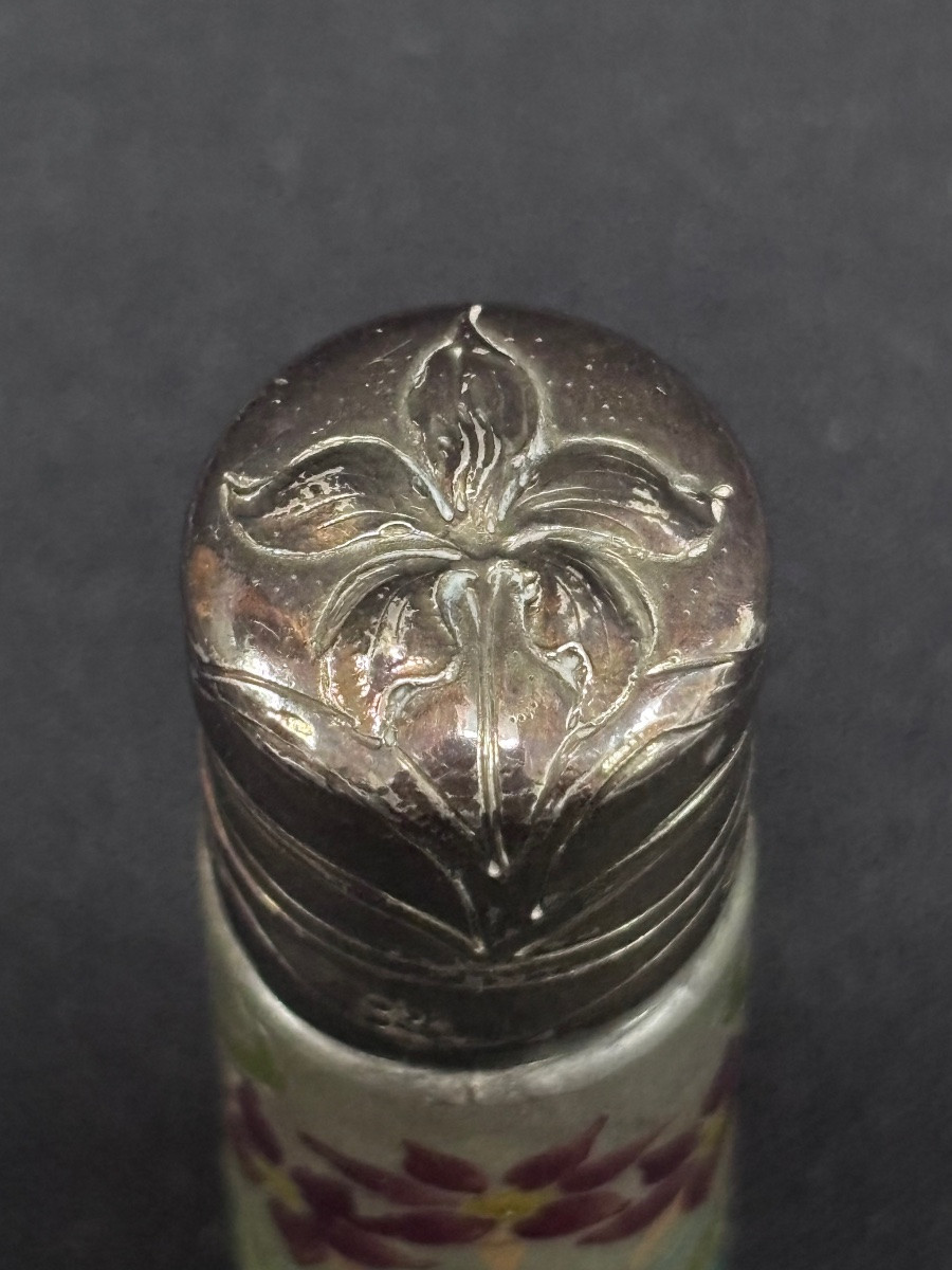 Small Art Nouveau Perfume Bottle In Glass Paste And Silver-photo-2