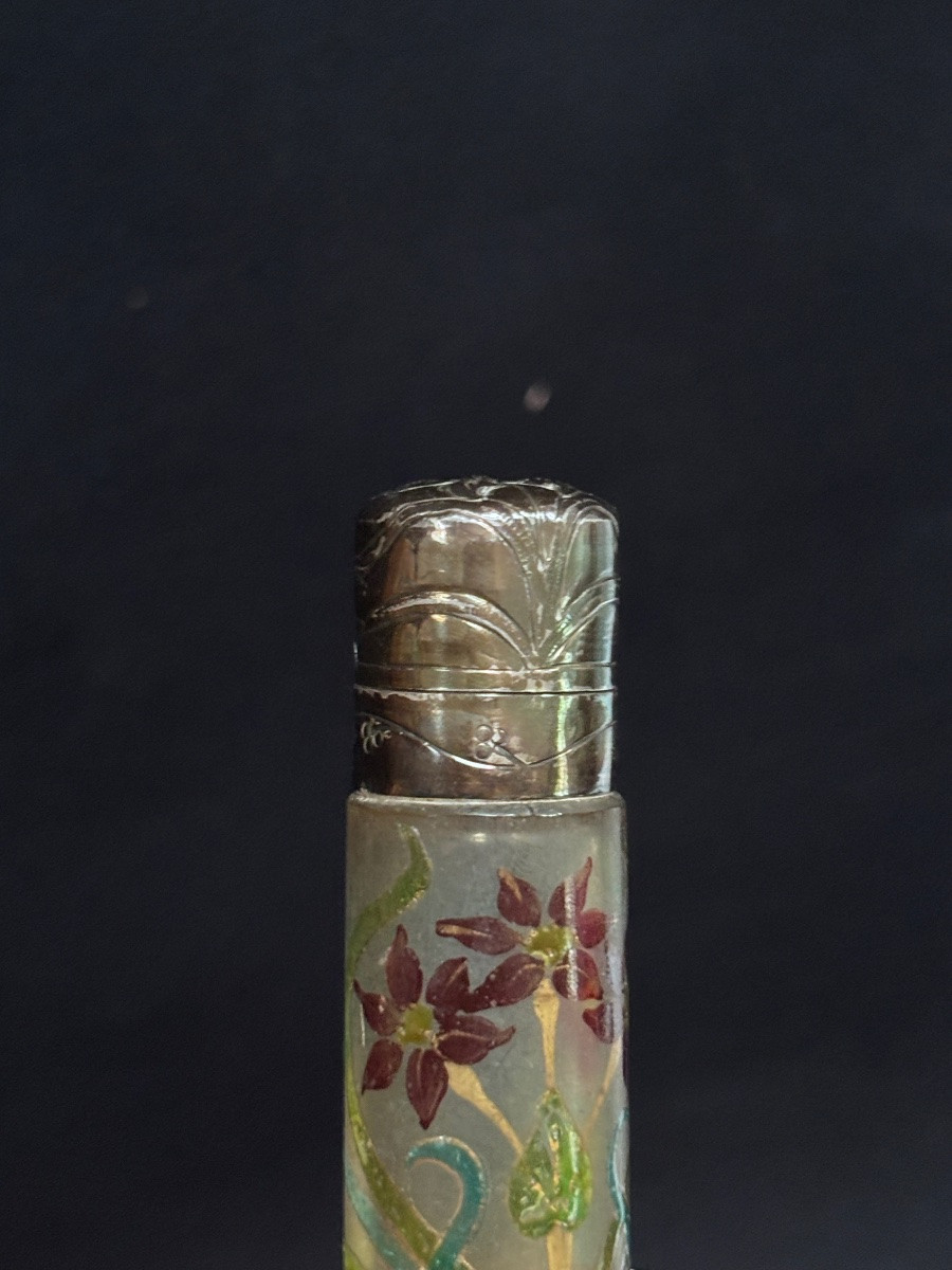 Small Art Nouveau Perfume Bottle In Glass Paste And Silver-photo-3