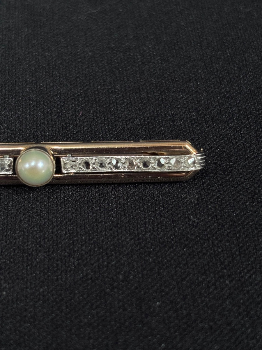 Art Deco Brooch In Gold And Platinum Set With Pink Diamonds-photo-4