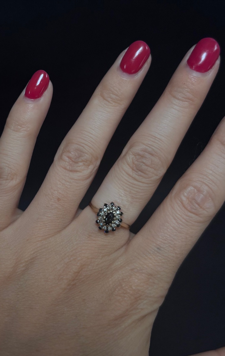 Cluster Ring Set With Sapphires And Diamonds -photo-3