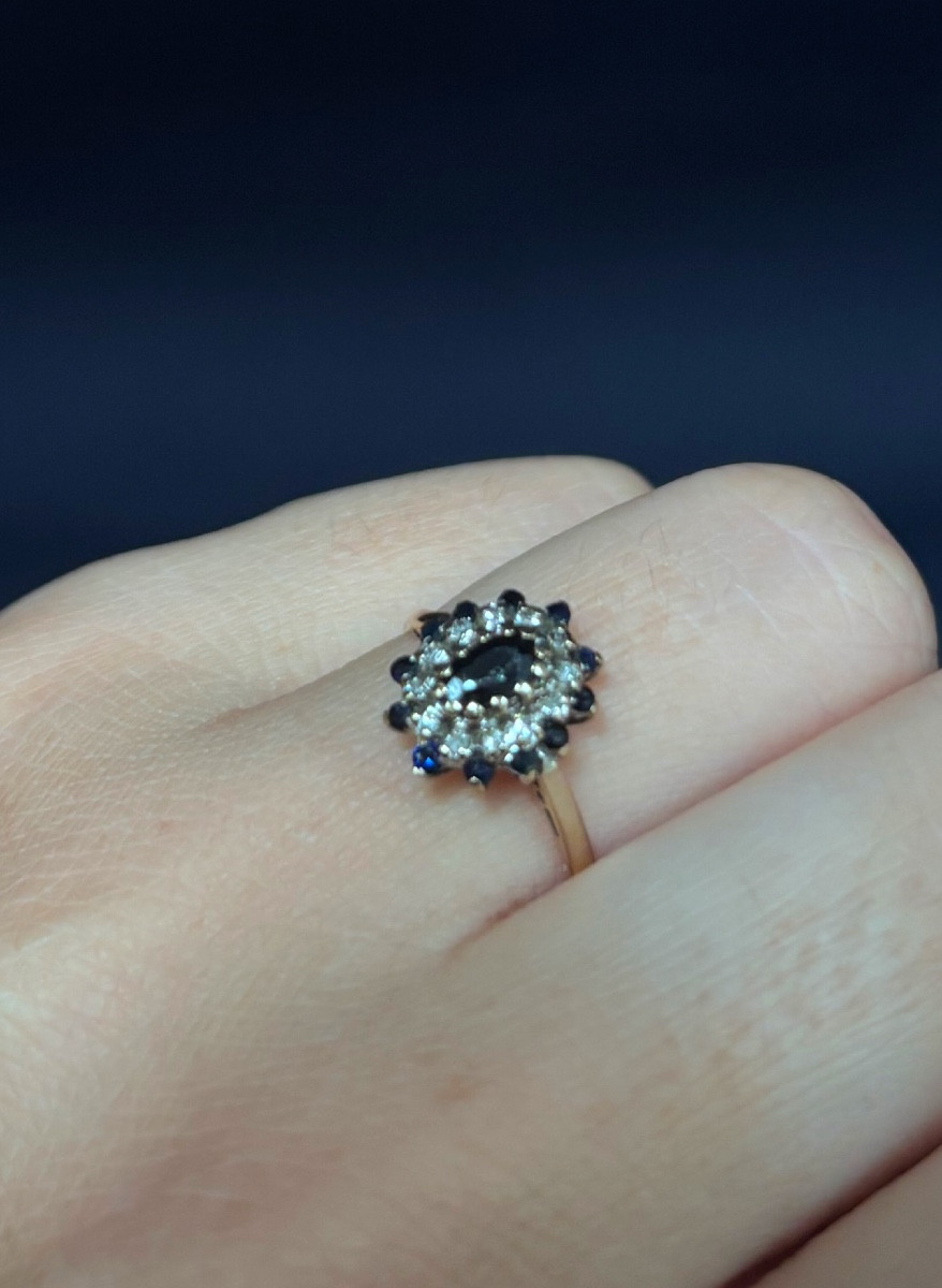 Cluster Ring Set With Sapphires And Diamonds 