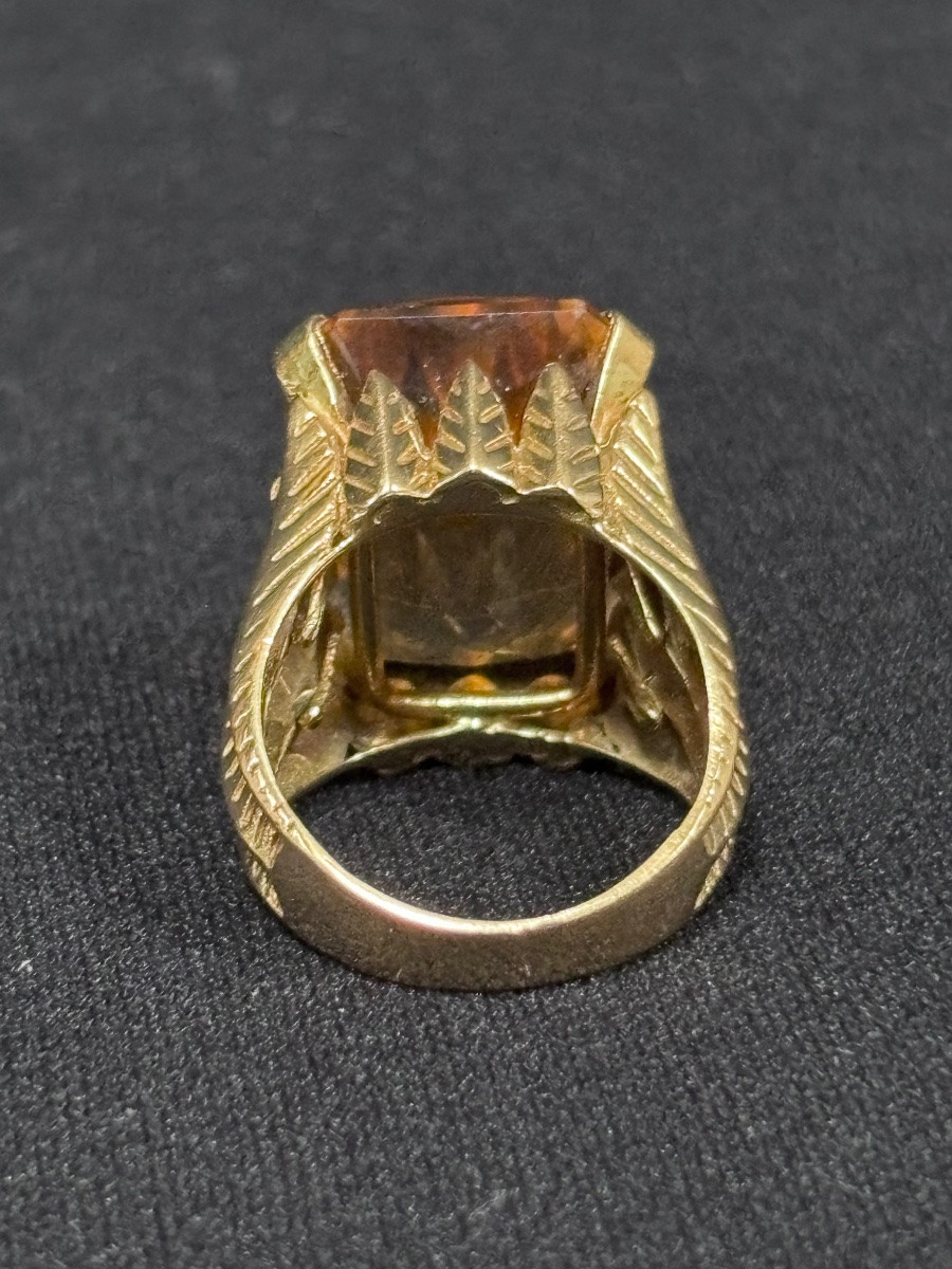 Bague Art Deco en or 18ct sertie d’une belle citrine-photo-4