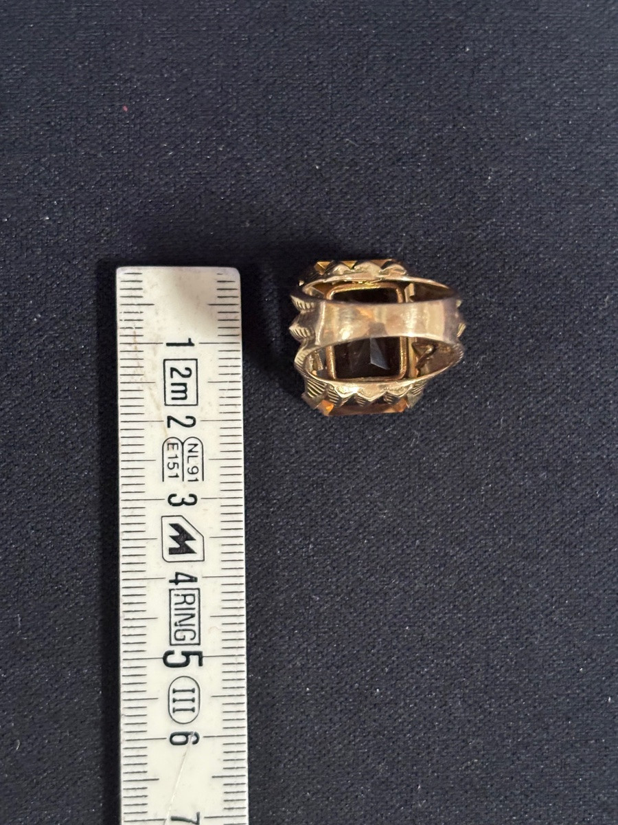 Bague Art Deco en or 18ct sertie d’une belle citrine-photo-6