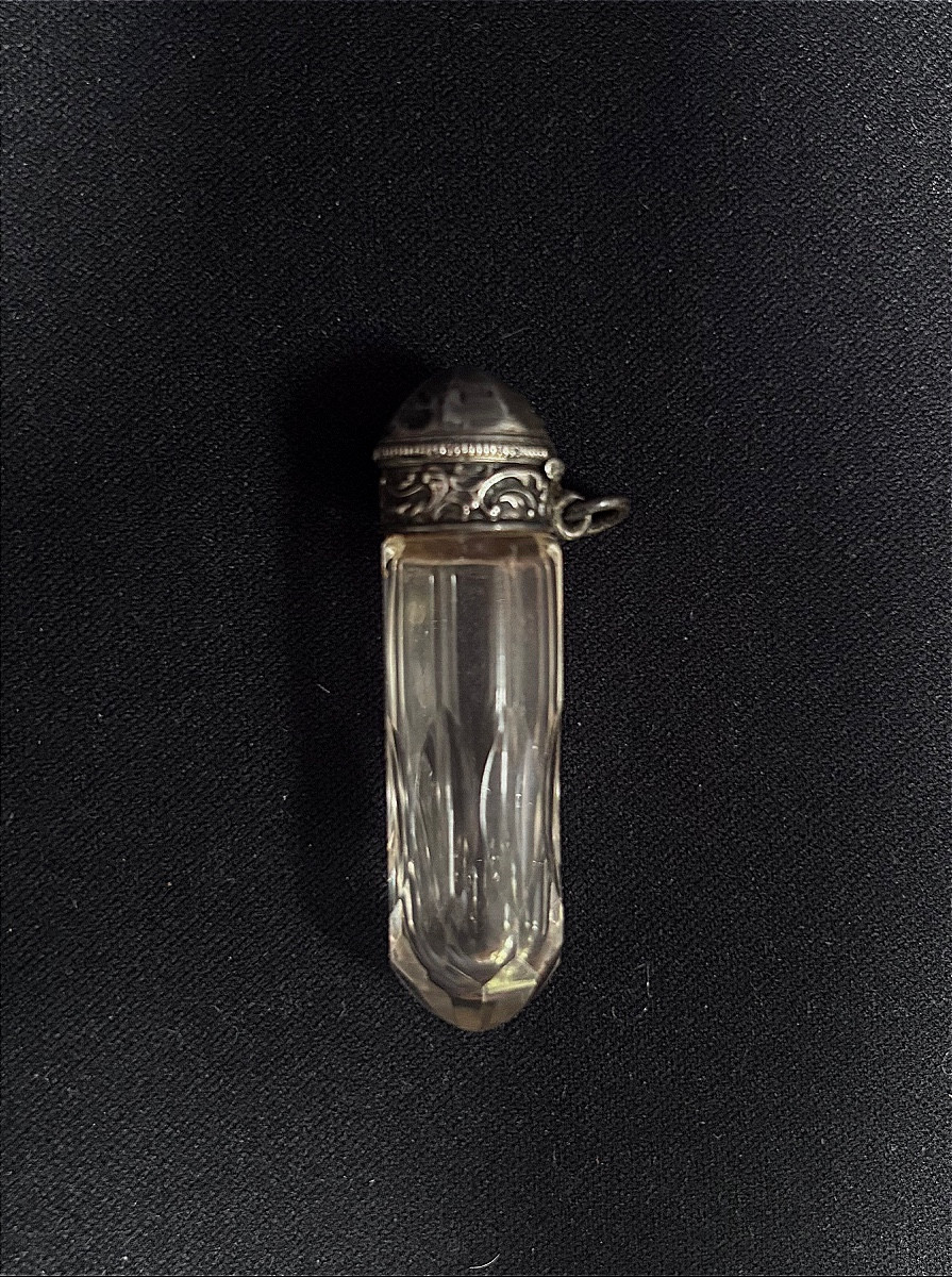 Crystal And 800/1000 Silver Perfume Bottle Circa 1900