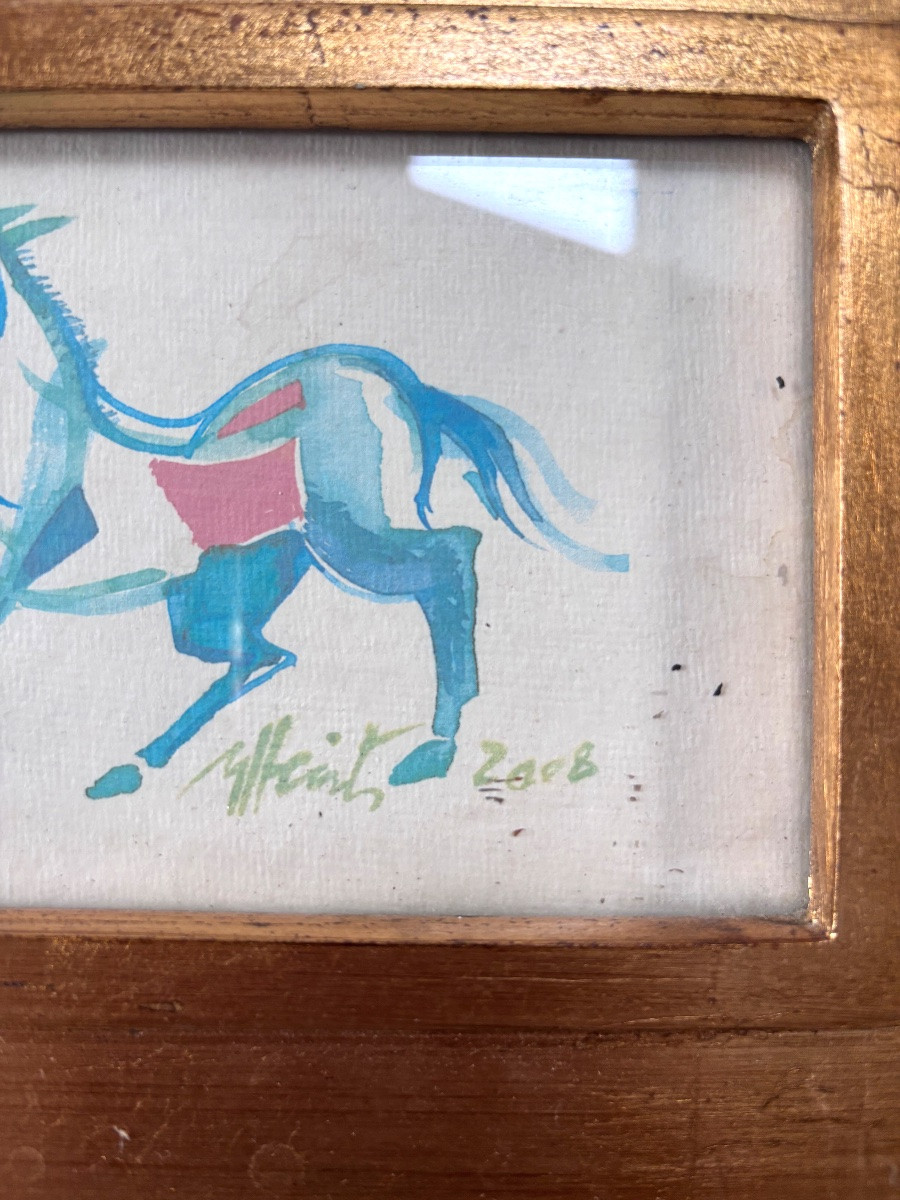 Watercolor Depicting A Horse By Michel Heintz-photo-3