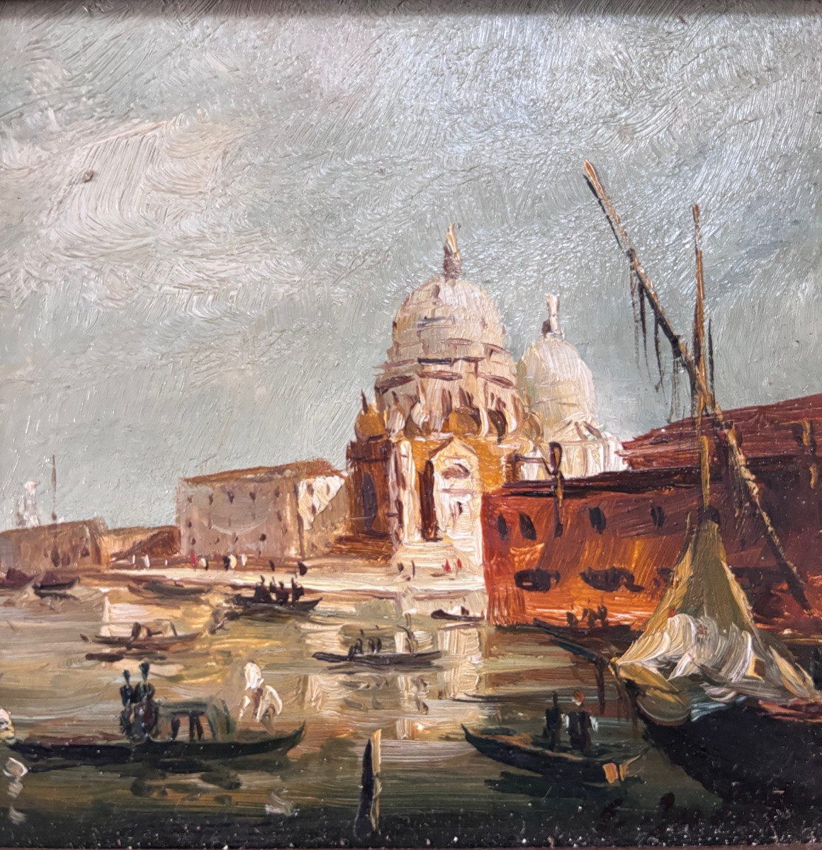 Painting Oil On Canvas - Basilica Santa Maria Della Salute -photo-2
