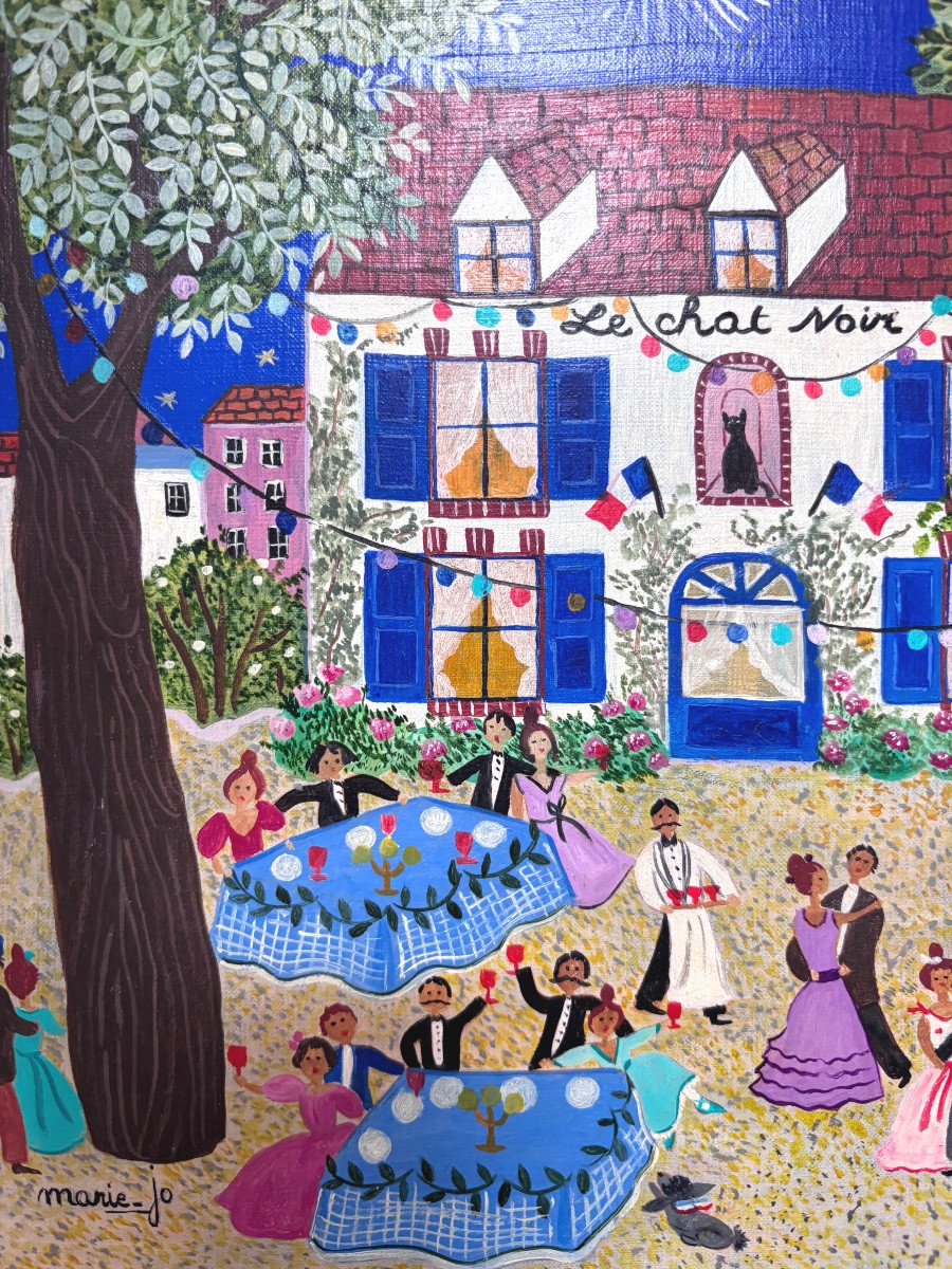Marie-jo Rodenac Tableau naïf « Le 14 Juillet au Chat Noir » -photo-2