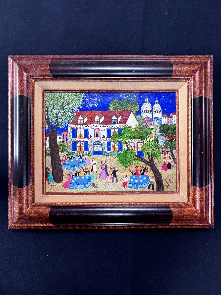 Marie-jo Rodenac Tableau naïf « Le 14 Juillet au Chat Noir » 