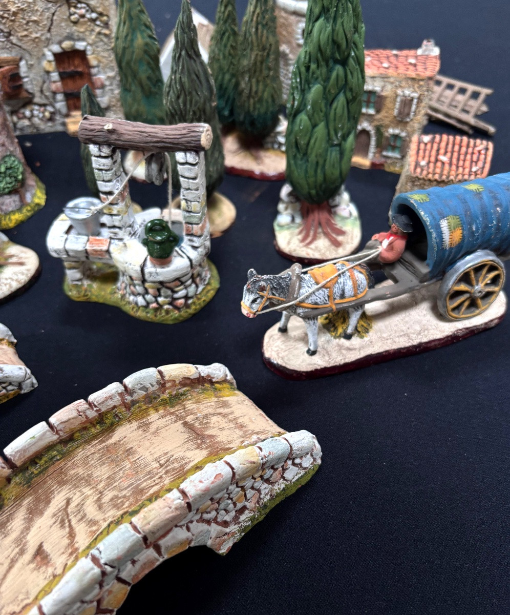 Lot de Santons Marcel Carbonel Maisons et Arbres-photo-2