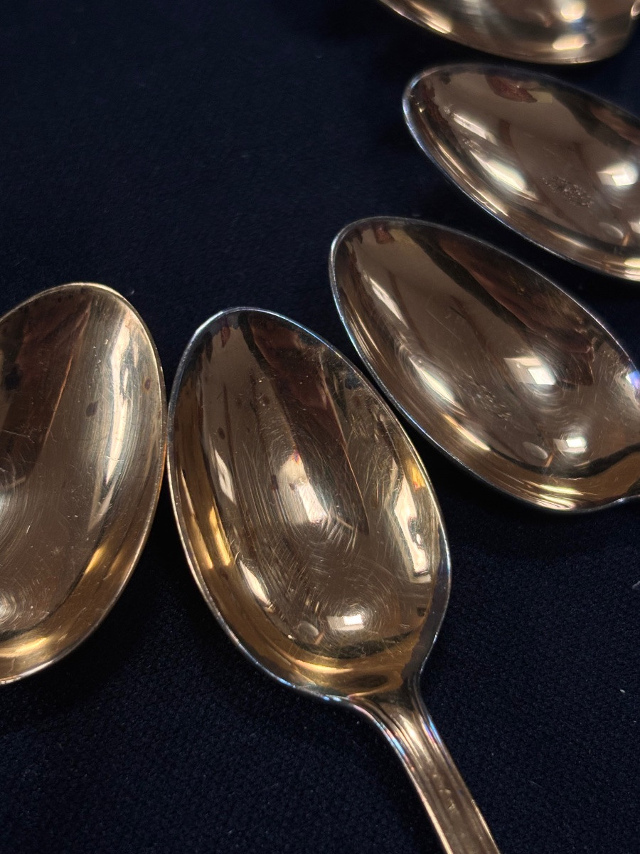 12 Cuillères à café en métal doré -photo-2