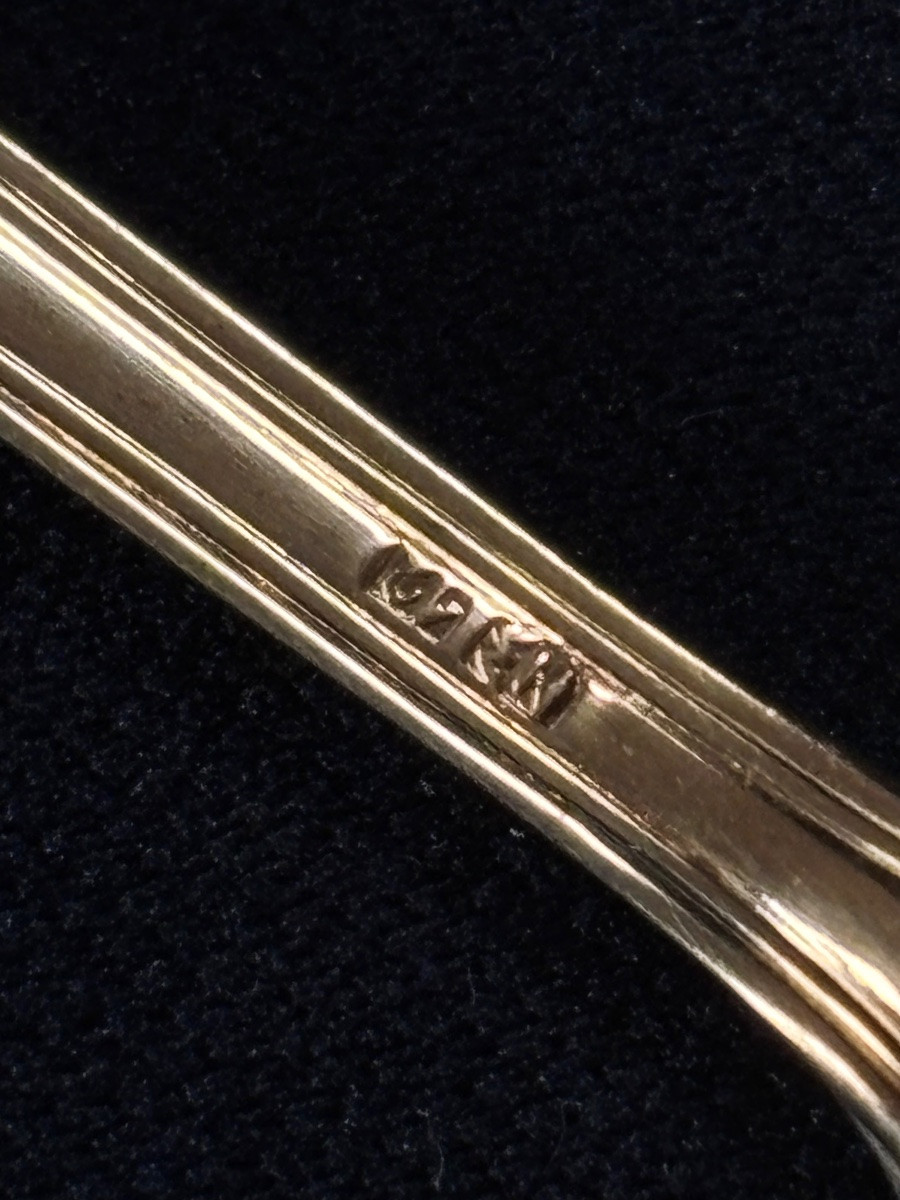 12 Cuillères à café en métal doré -photo-2