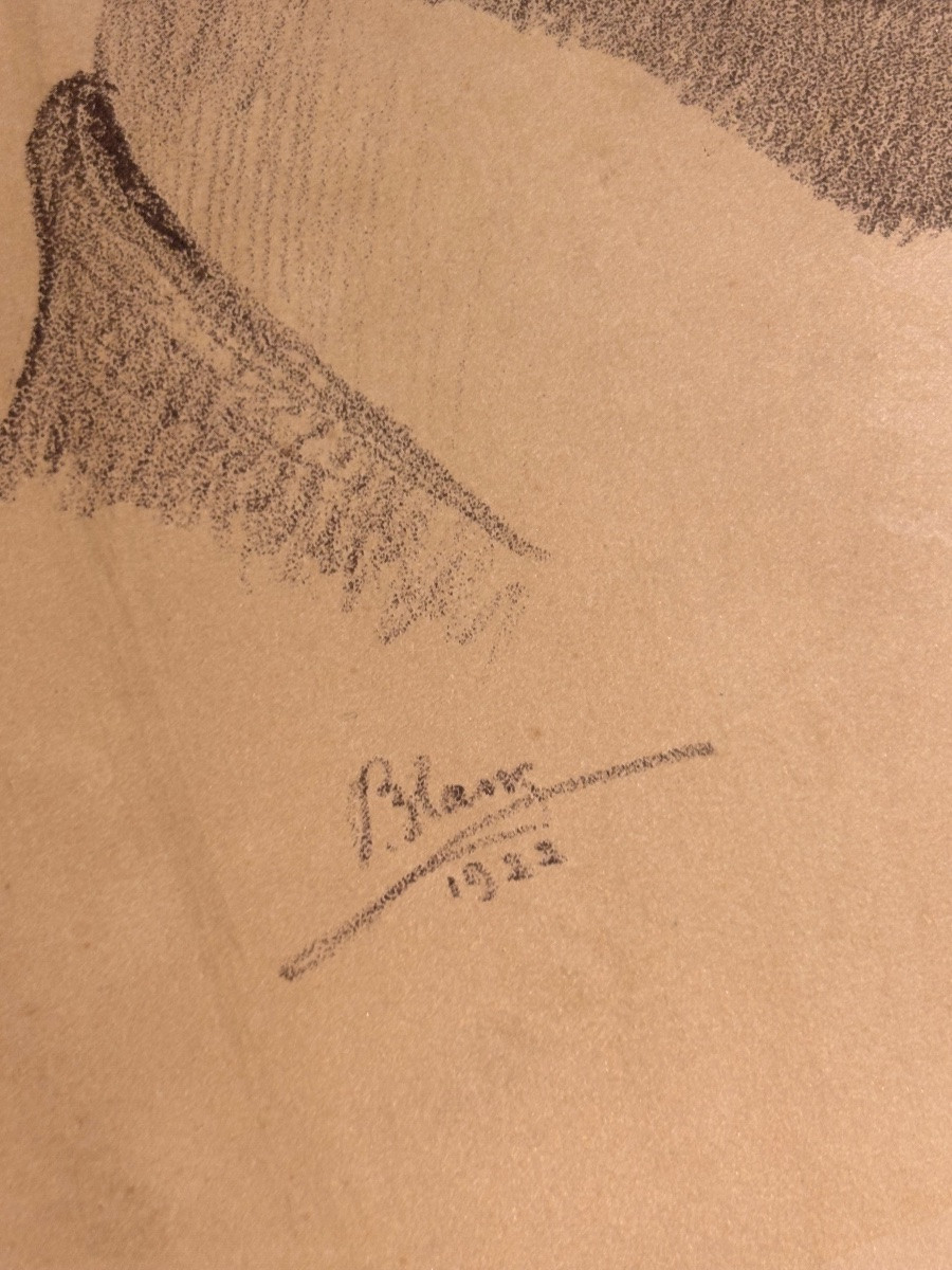 Set Of 6 Portrait Drawings By Pierre Blanc -photo-2