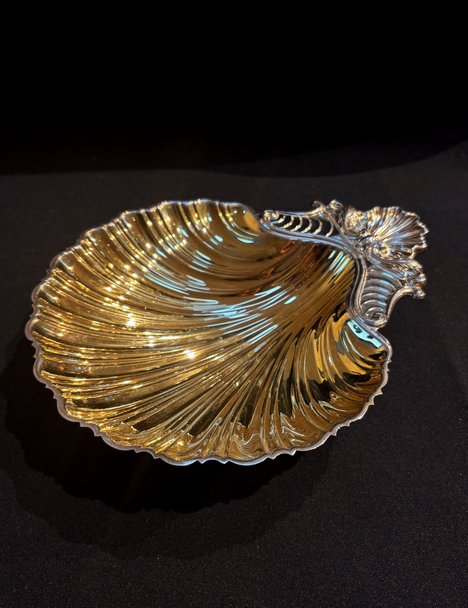Coquille en argent 800/1000 partiellement dorée 