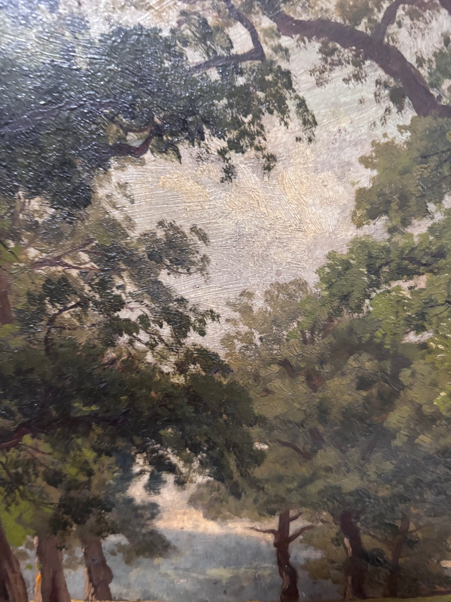 Landscape Painting, Oil On Panel, Signed Fritz Ebel (1835-1895, German Artist) -photo-3