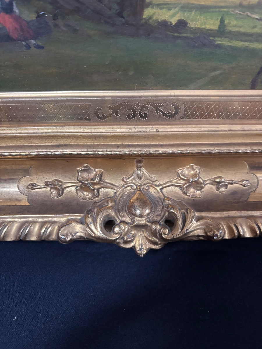 Landscape Painting, Oil On Panel, Signed Fritz Ebel (1835-1895, German Artist) -photo-4