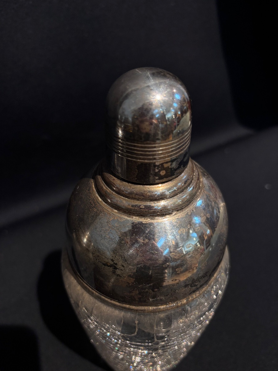 Set Of 3 Vintage Crystal And Silver-plated Metal Shakers -photo-6