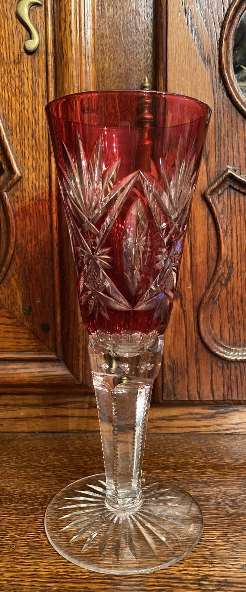 Val Saint Lambert Large Glass Or Wedding Vase 