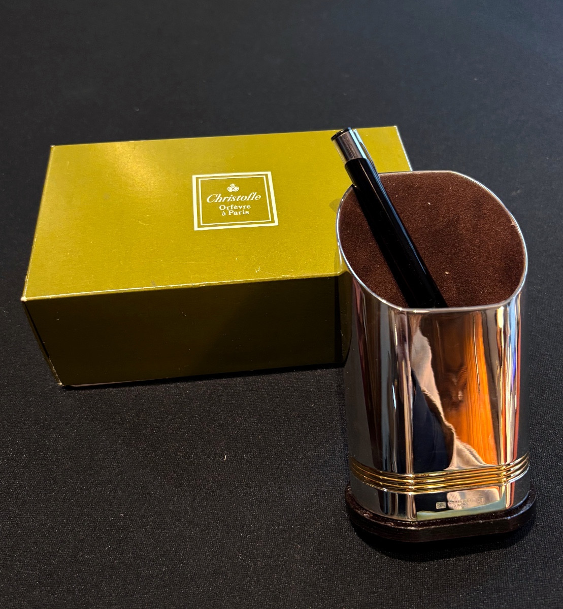 Christofle President Silver-plated Metal Pencil Holder 