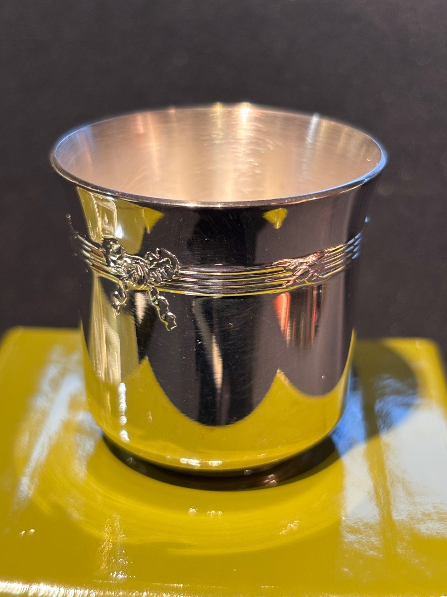 Two Christofle Ribbons X Egg Cups In Silver-plated Metal -photo-2