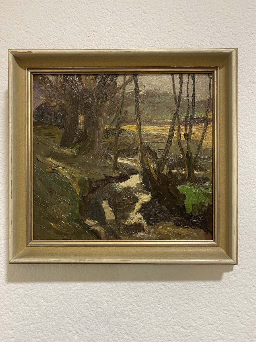 Nico Klopp, Luxembourgish Painter, Oil Painting On Cardboard -photo-2