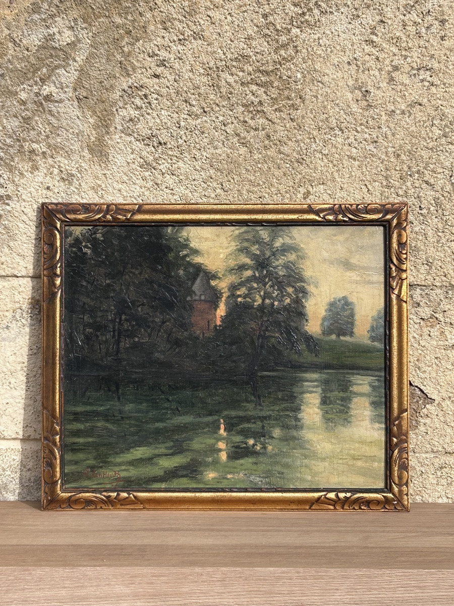 Van Houdt, Oil On Landscape Panel -photo-2