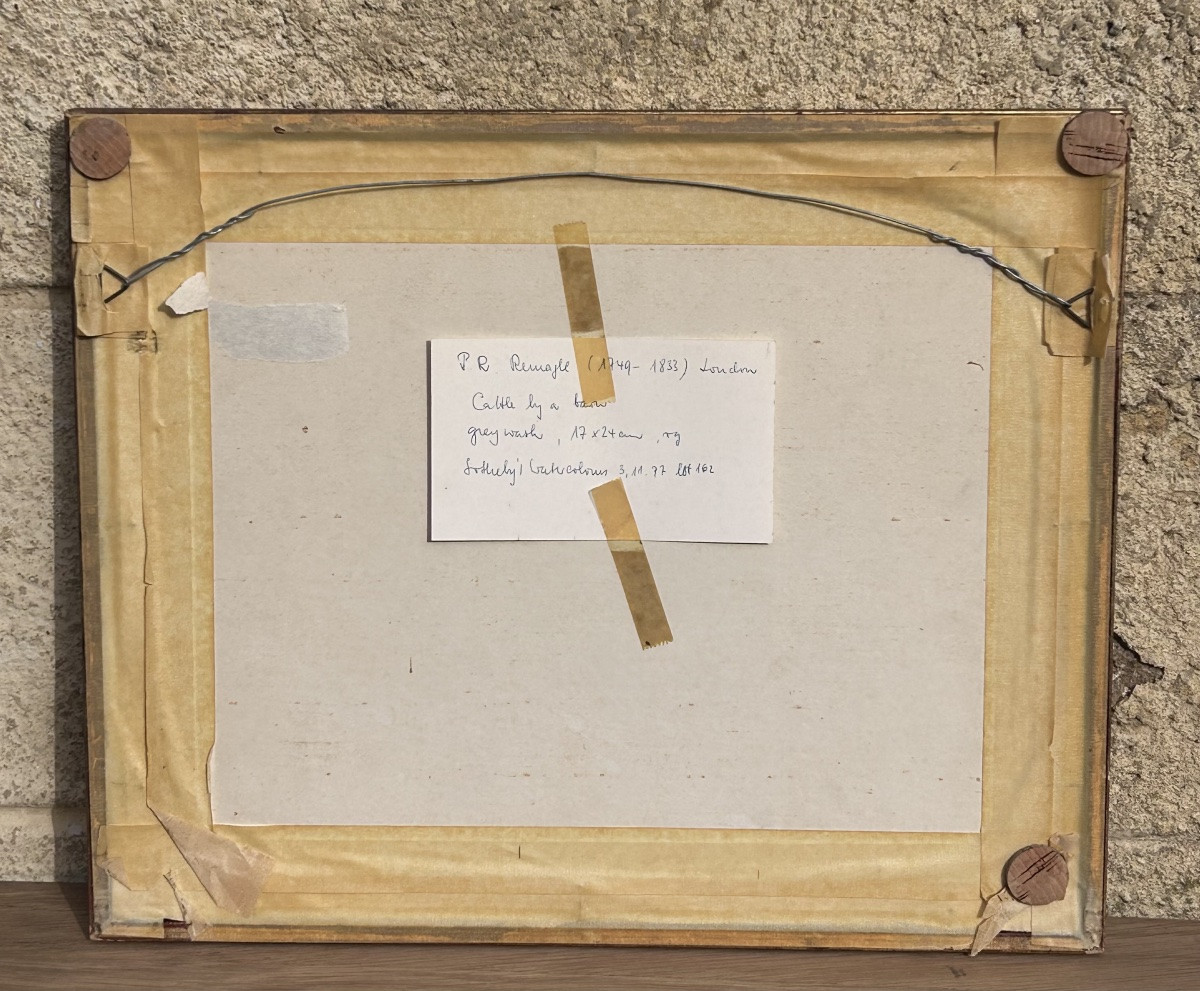 Lavis 18e siècle, paysage château -photo-7