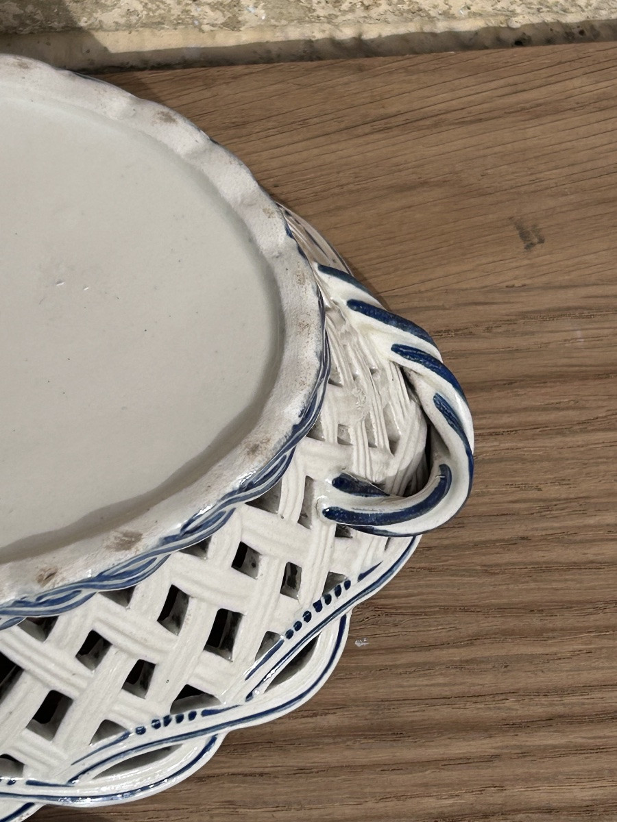 Boch In Luxembourg, Openwork Earthenware Basket And Plate-photo-8