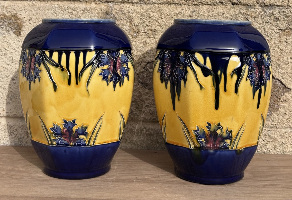 Pair Of Art Nouveau Majolica Vases -photo-3