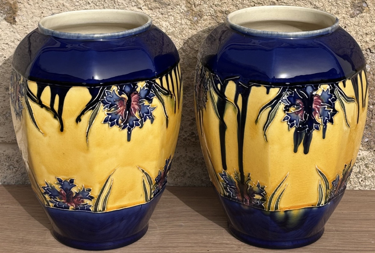 Pair Of Art Nouveau Majolica Vases 