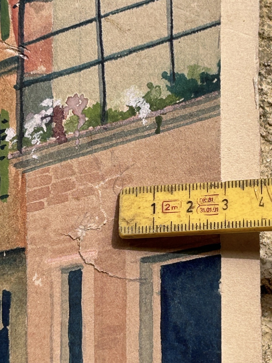 Hartmann, aquarelle sur papier scène de village -photo-6