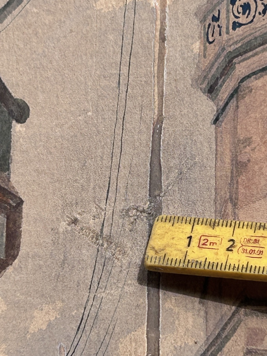 Hartmann, aquarelle sur papier scène de village -photo-7