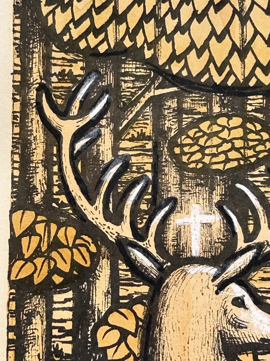 Foni Tissen, Lithograph Hunting Scene, Luxembourgish Artist -photo-2