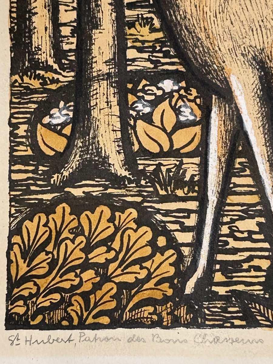 Foni Tissen, Lithograph Hunting Scene, Luxembourgish Artist -photo-8