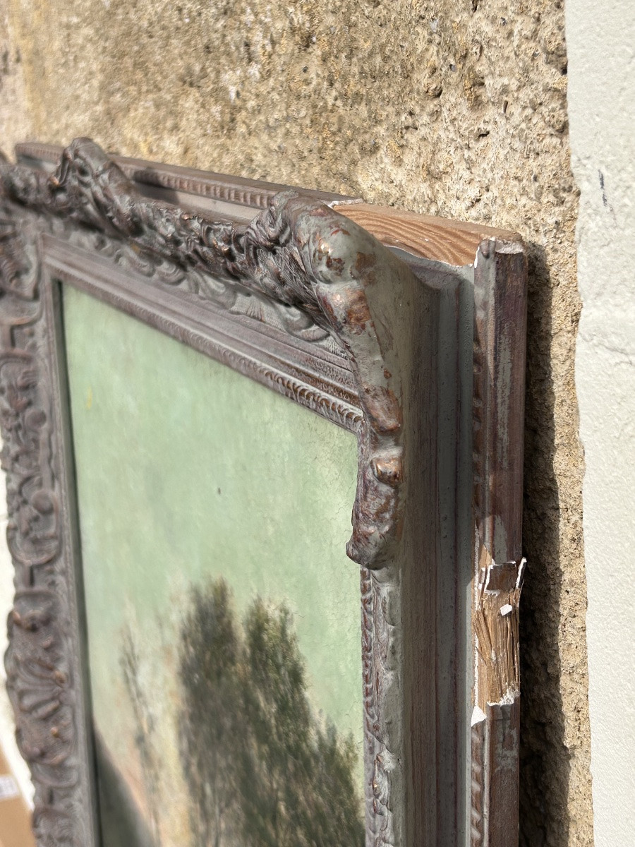 Oil On Canvas, Forest Landscape, Illegible Signature -photo-5