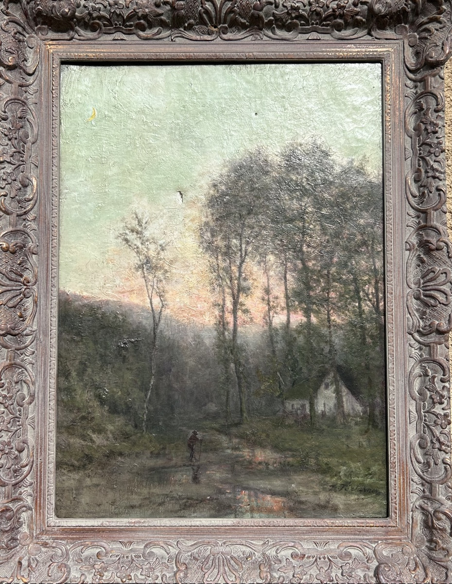 Oil On Canvas, Forest Landscape, Illegible Signature 