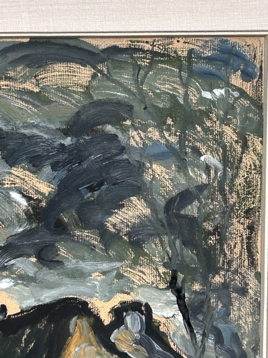 Bonaventure Fieullien, Rural Landscape, Oil On Paper-photo-1