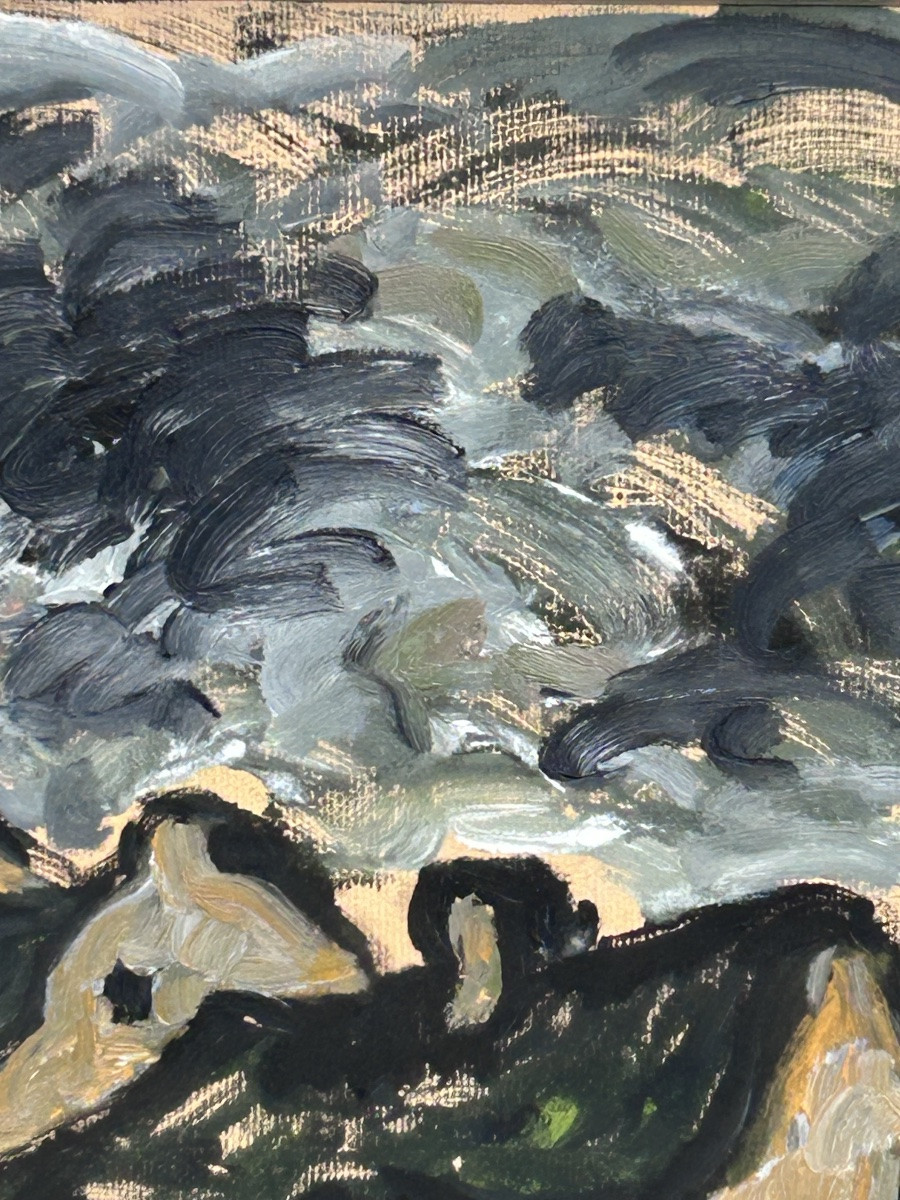 Bonaventure Fieullien, Rural Landscape, Oil On Paper-photo-2