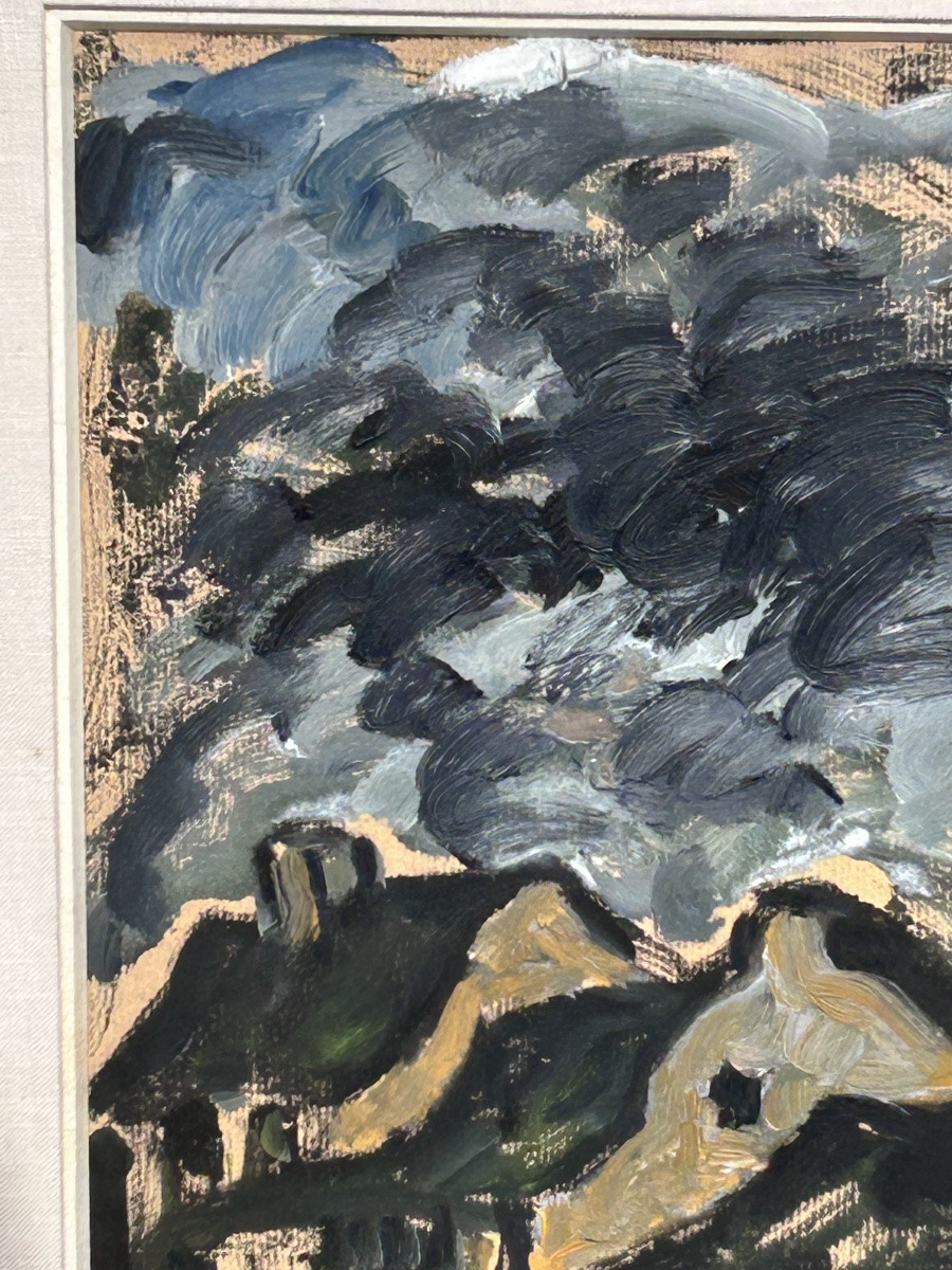 Bonaventure Fieullien, Rural Landscape, Oil On Paper-photo-3