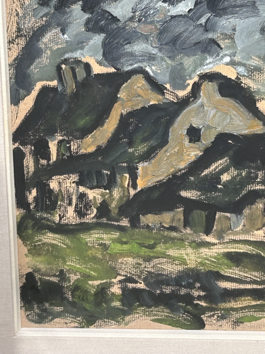 Bonaventure Fieullien, Rural Landscape, Oil On Paper-photo-4