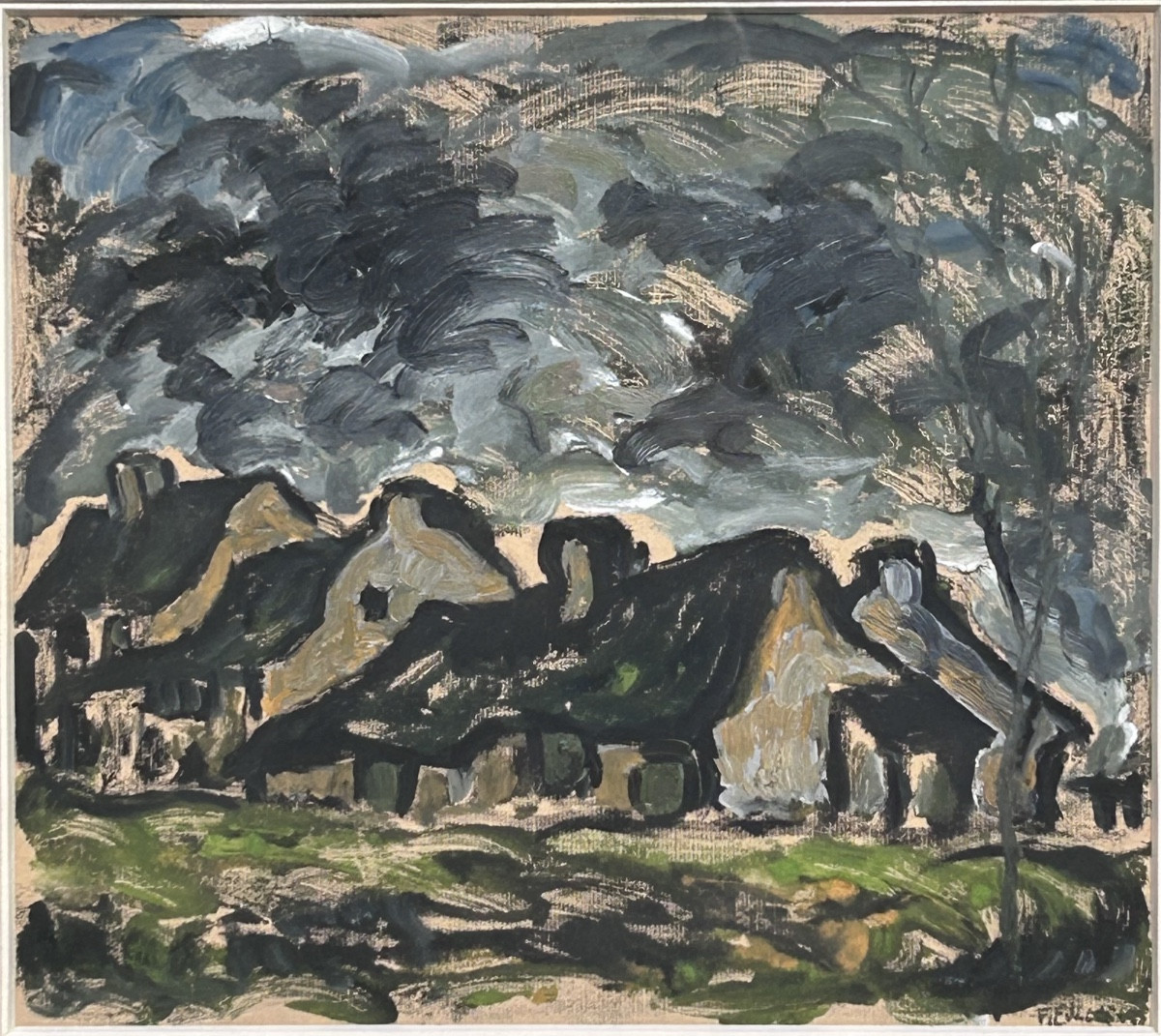 Bonaventure Fieullien, Rural Landscape, Oil On Paper