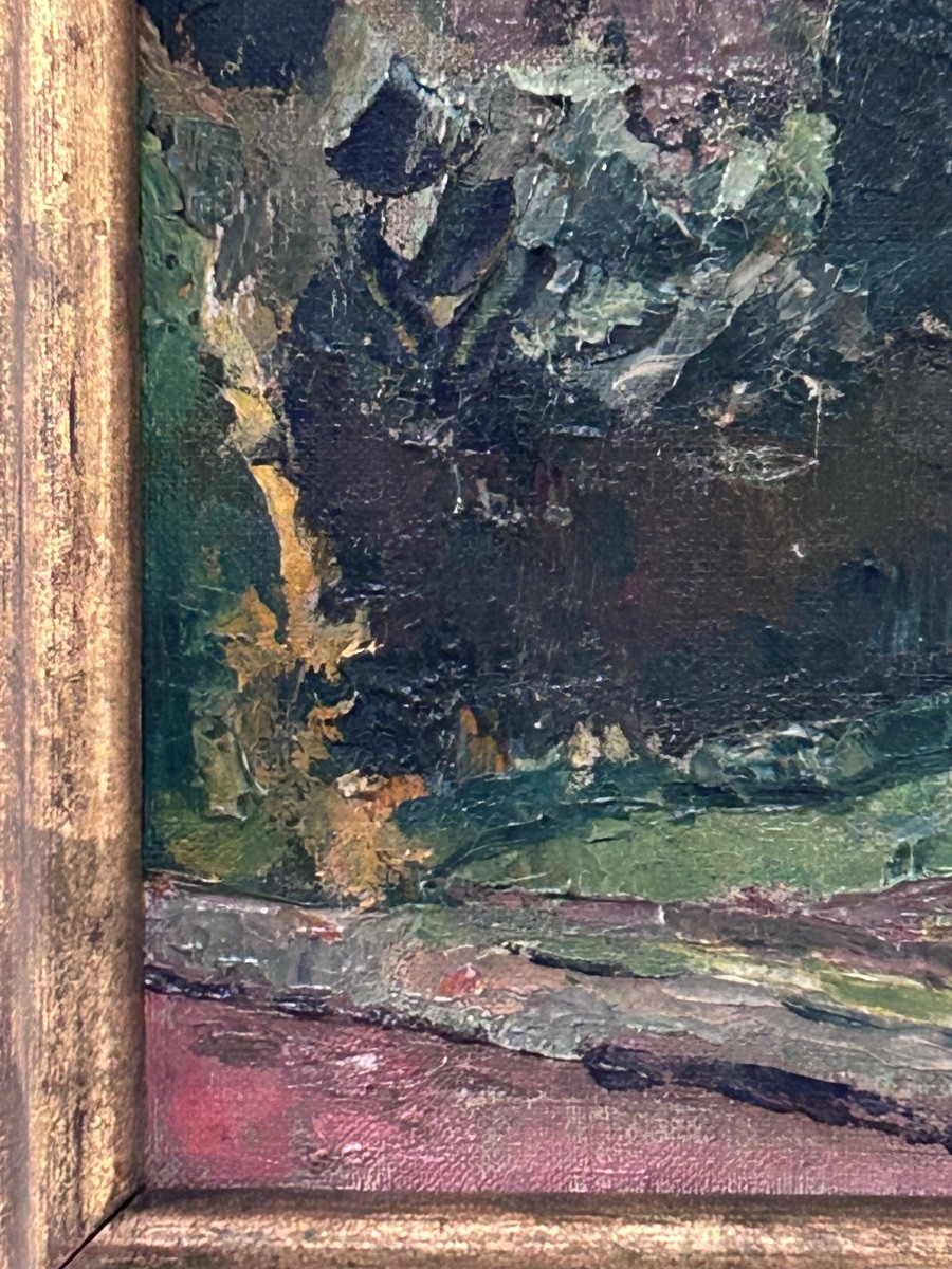 Robert Engels, huile sur toile vue du village -photo-8