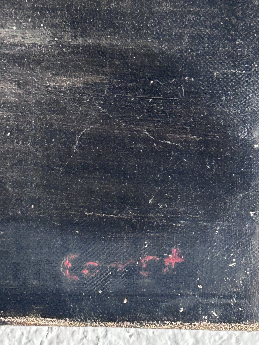 École de Barbizon,  huile sur toile paysage lac-photo-3