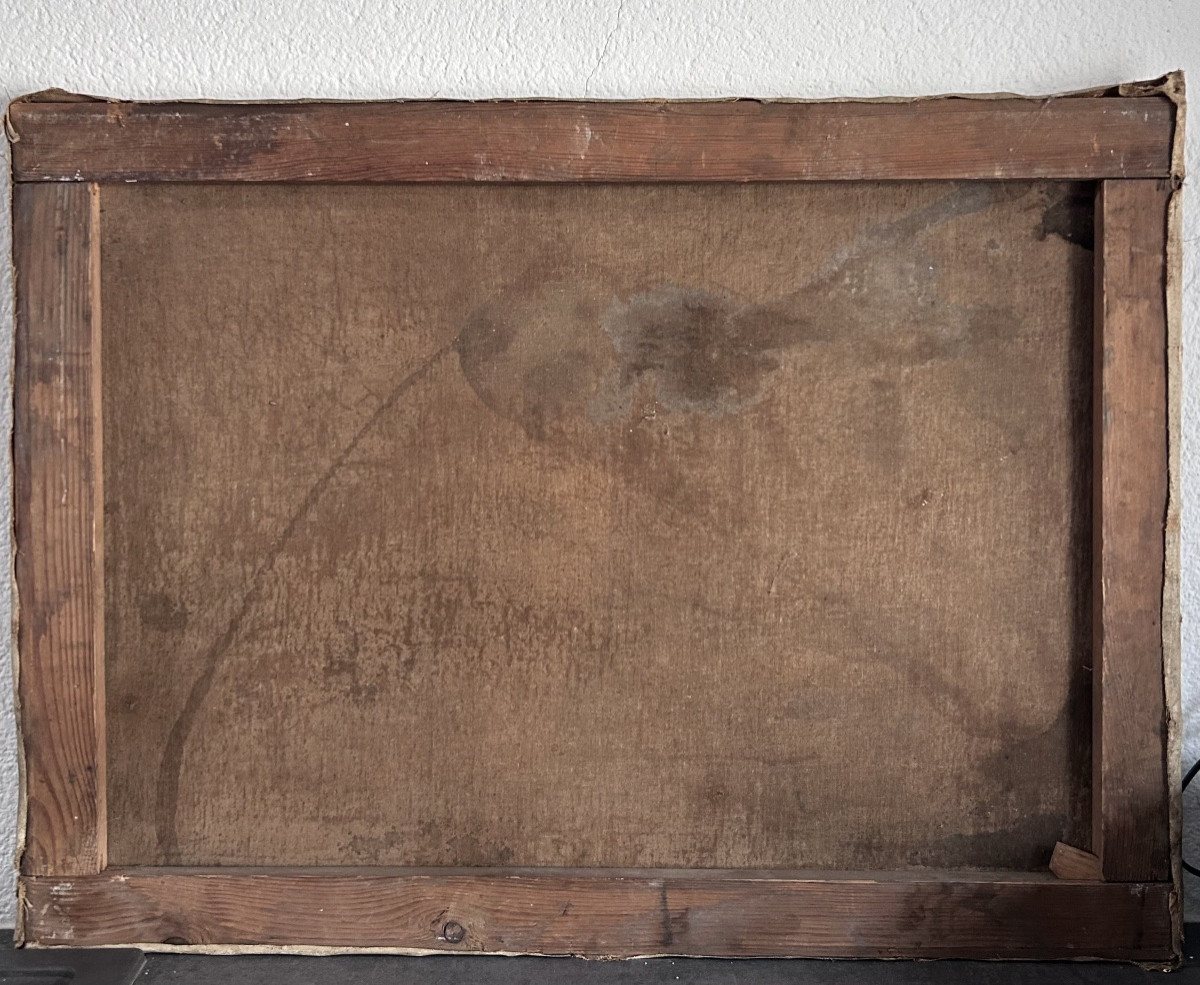 École de Barbizon,  huile sur toile paysage lac-photo-8