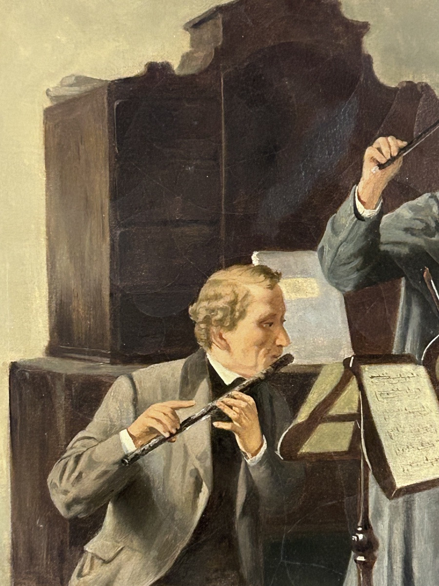 E. Barié, huile sur toile les musiciens -photo-3