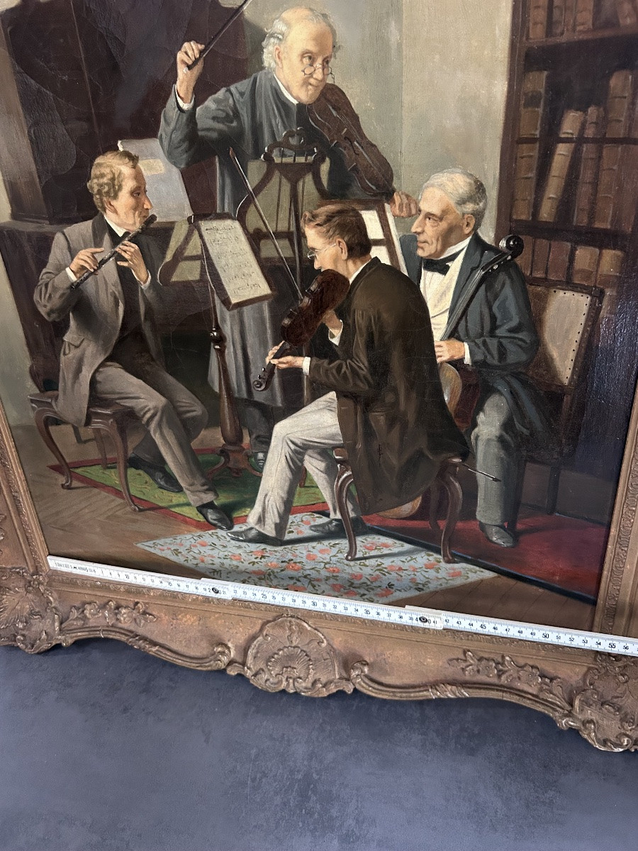 E. Barié, huile sur toile les musiciens -photo-7